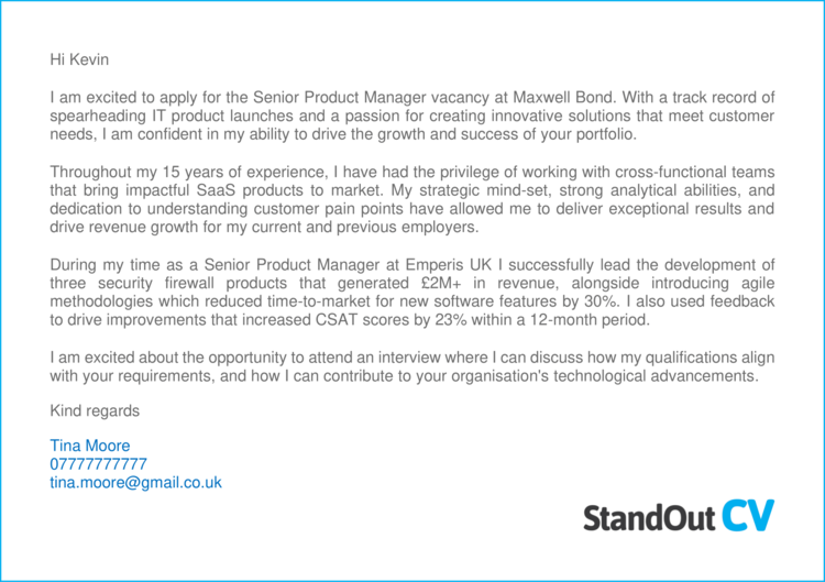 Product Manager cover letter 1