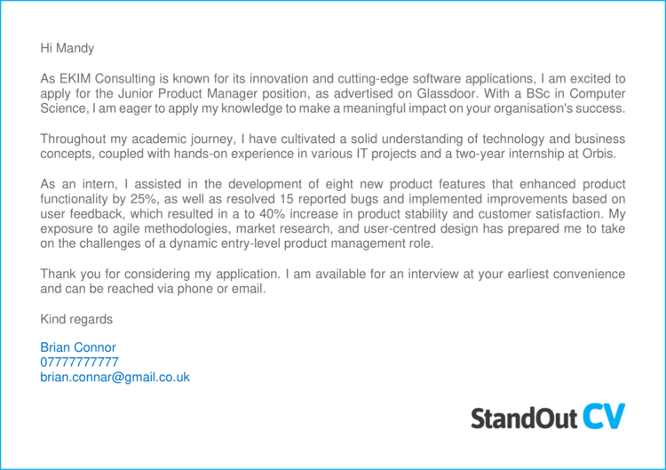 Product manager on sale cover letter