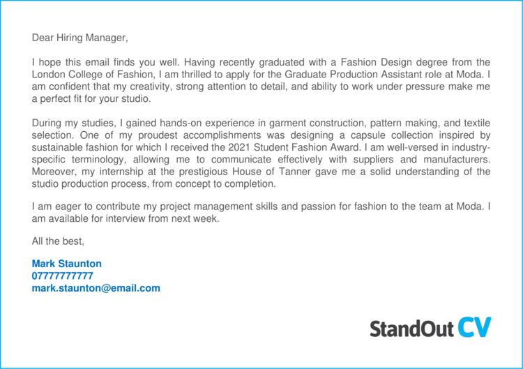 Production Assistant cover letter 1