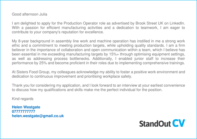 Production Operator cover letter 1