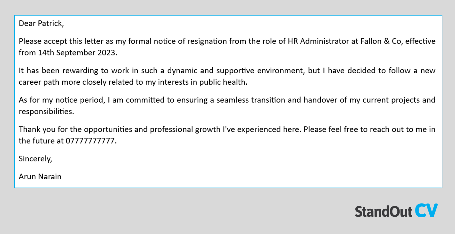 resignation letter format for civil engineer