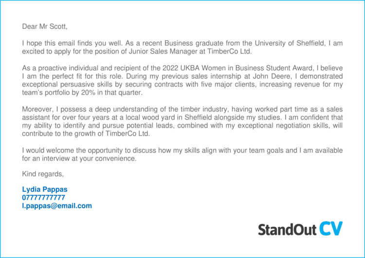 Sales Manager cover letter 2