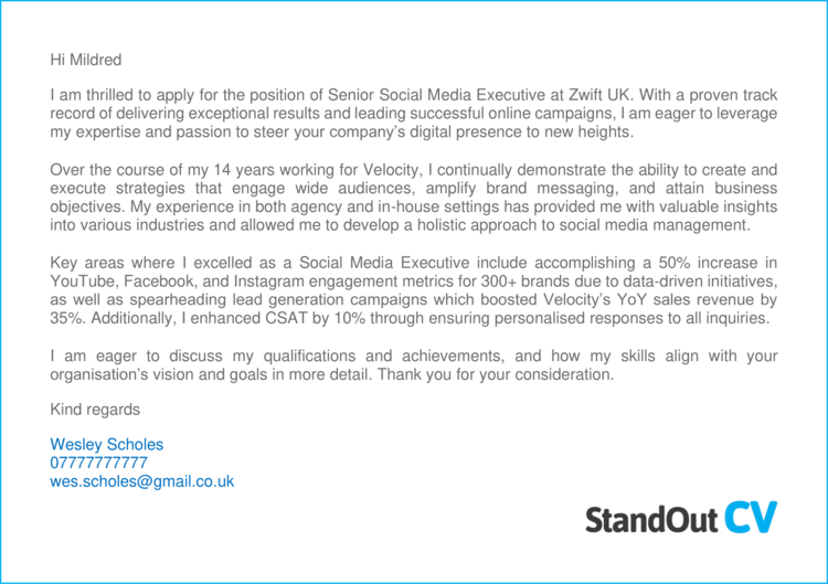 Social Media Executive cover letter 2