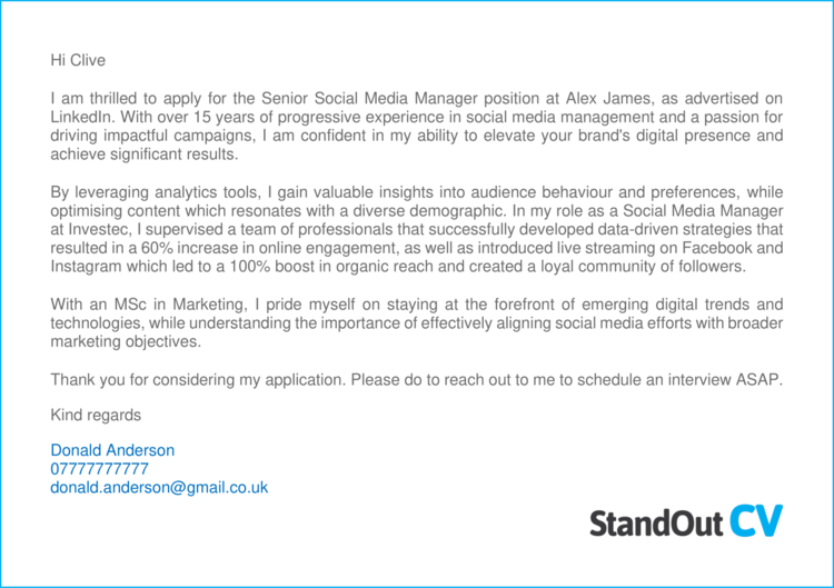 Social Media Manager cover letter 3