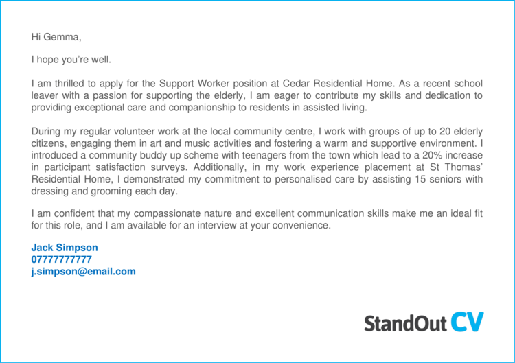 3 Support Worker Cover Letter Examples Get Hired   Support Worker Cover Letter 1 1 