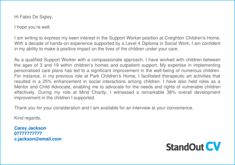 cover letter template for support worker