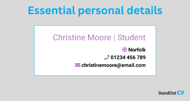 Essential CV personal details 