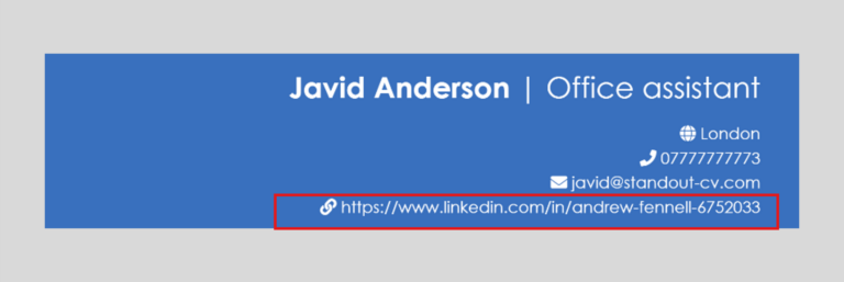 CV personal details - LinkedIn