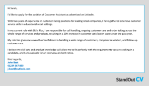 Customer service cover letter example