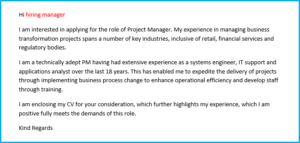 Project management cover letter example