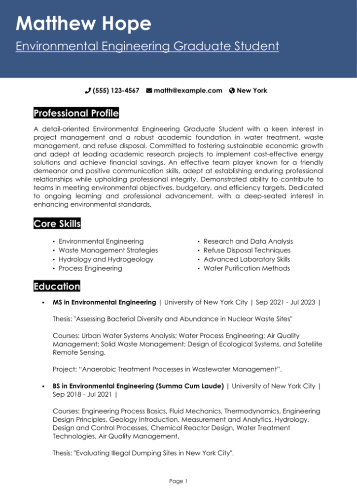 Resume for PhD application example + guide [Land your place]