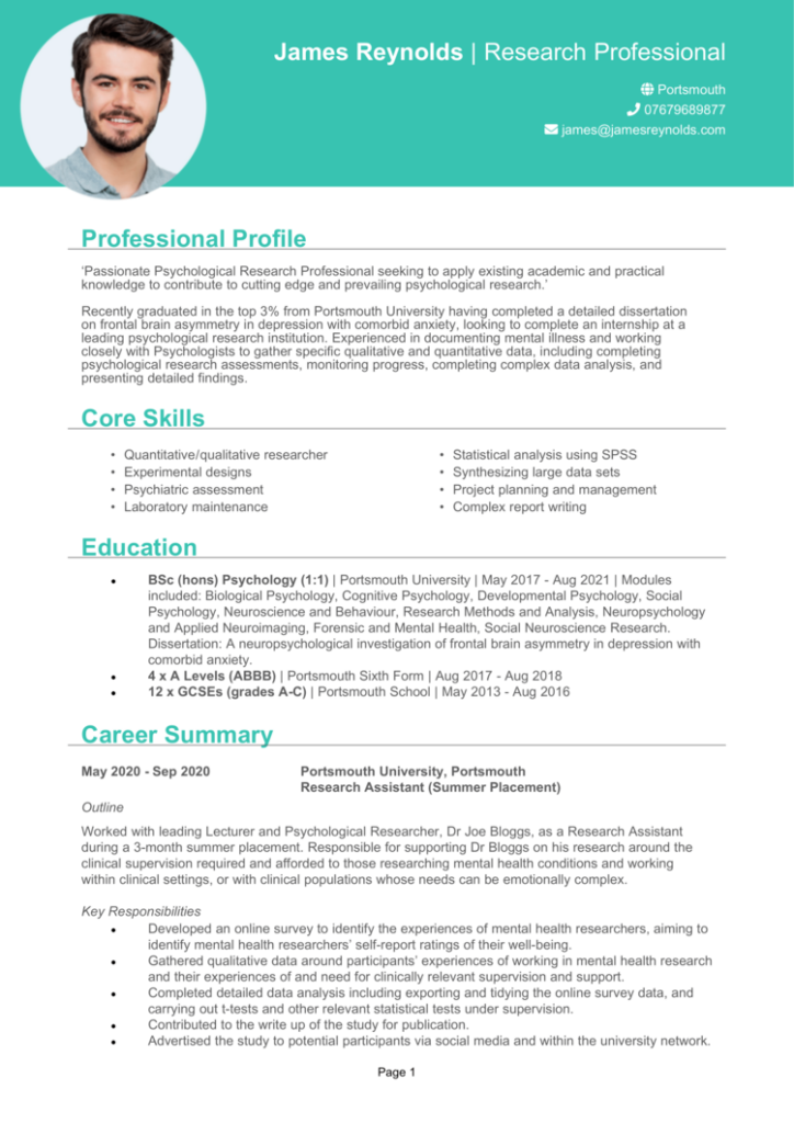5 Research Assistant CV examples + guide [Get hired quickly]