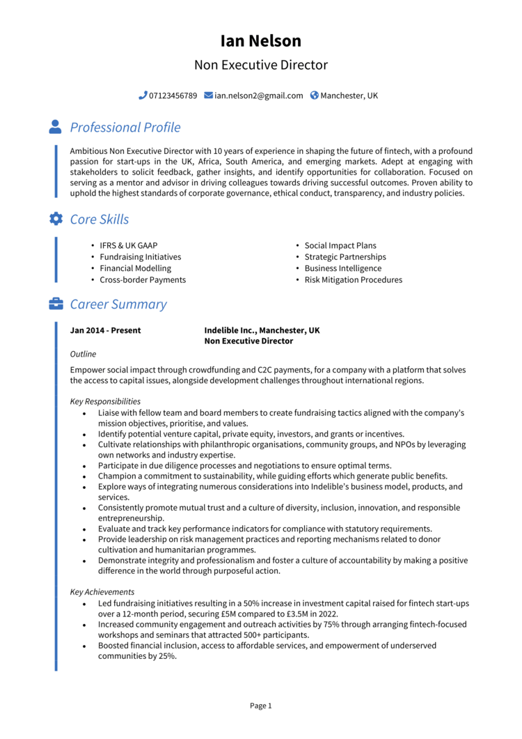 Non Executive Director CV Example Guide Stand Out Non Executive Director CV Example Guide Stand Out