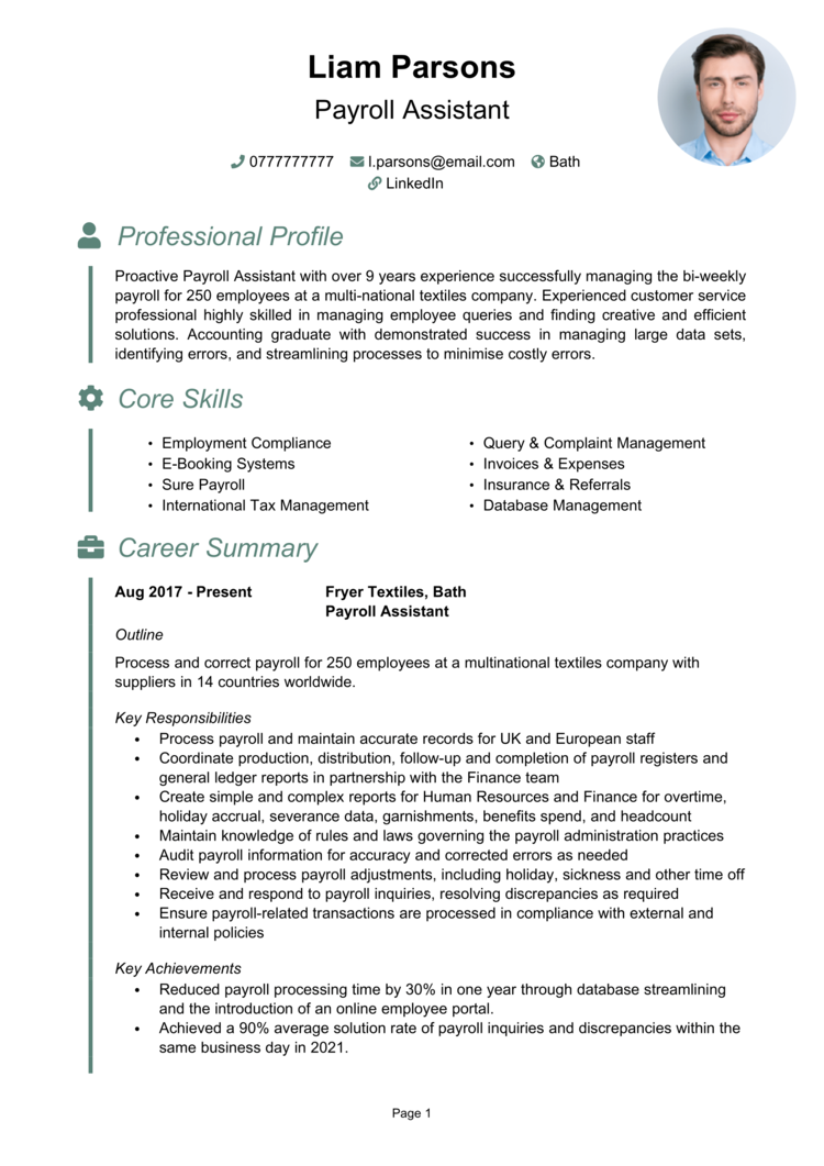 Payroll Assistant CV