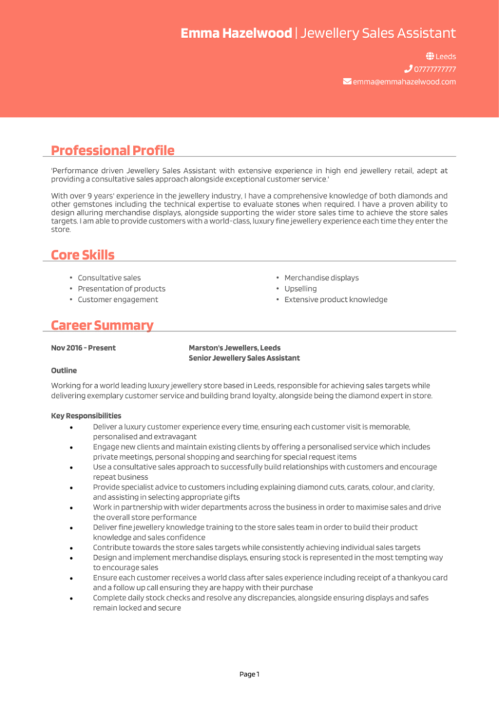 4 Sales Assistant CV examples for 2025 [Secure a job]