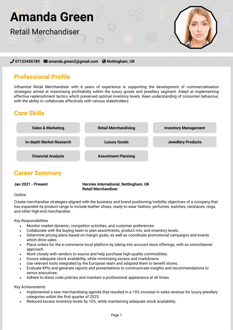 Retail Merchandiser CV