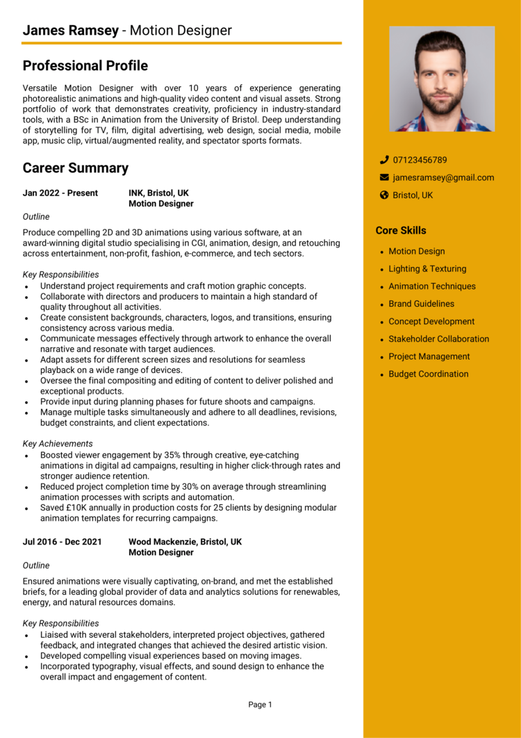 Motion Designer CV