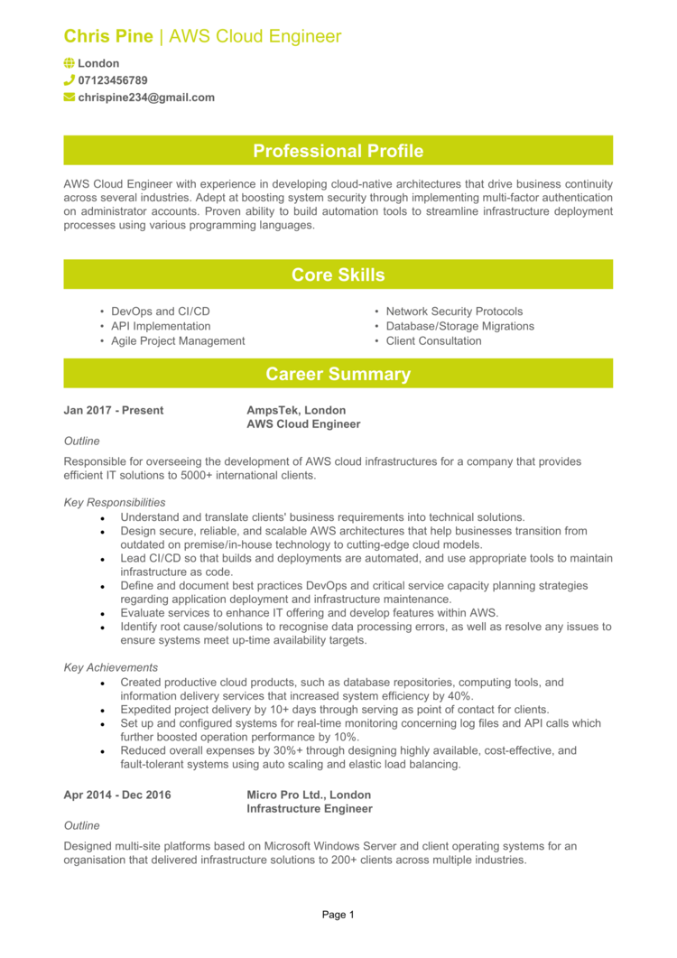 AWS Cloud Engineer CV-1 AWS Cloud Engineer CV